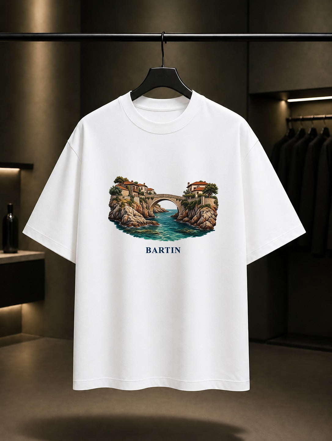 Bartın Amasra Kemere baskılı beyaz t-shirt
