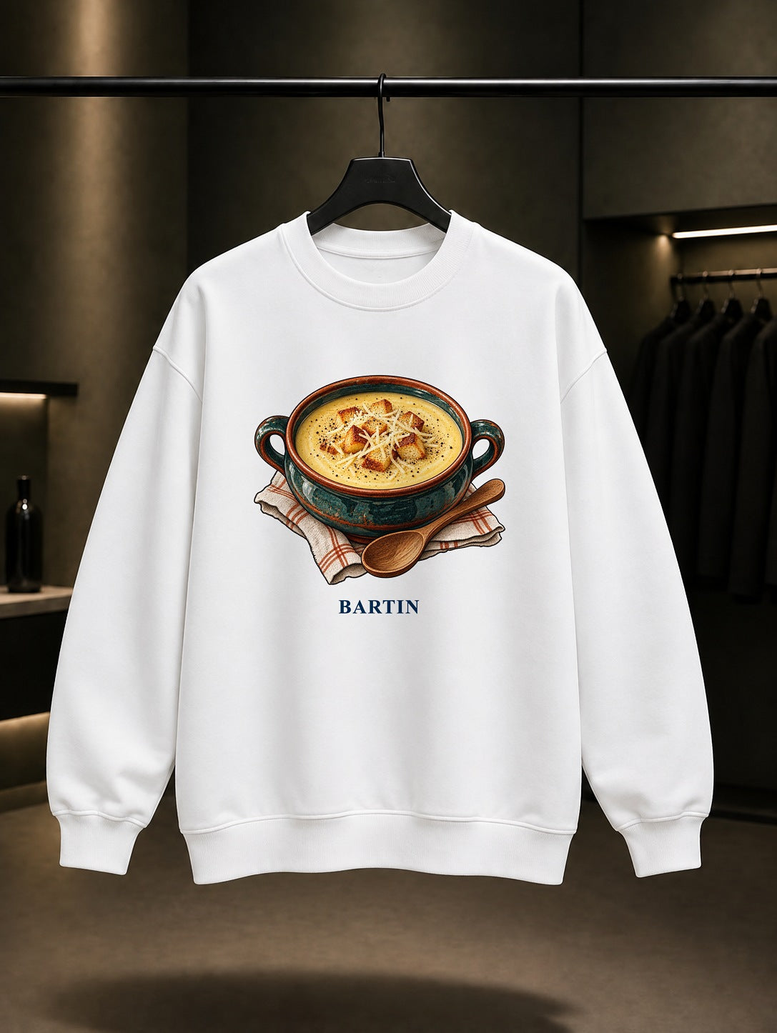 Bartın Pumpum Çorbası baskılı beyaz sweatshirt