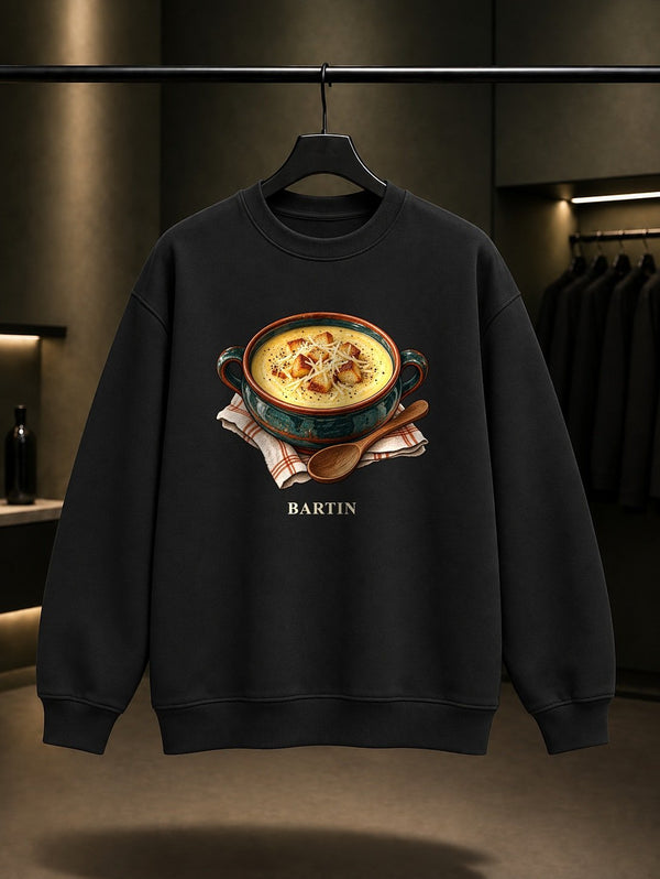 Bartın Pumpum Çorbası baskılı siyah sweatshirt