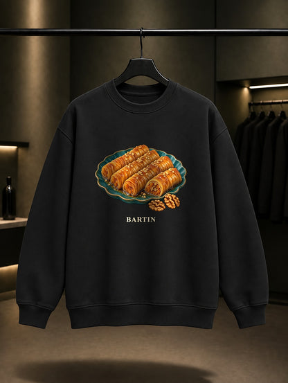 Bartın Kabak Burmasi baskılı siyah sweatshirt