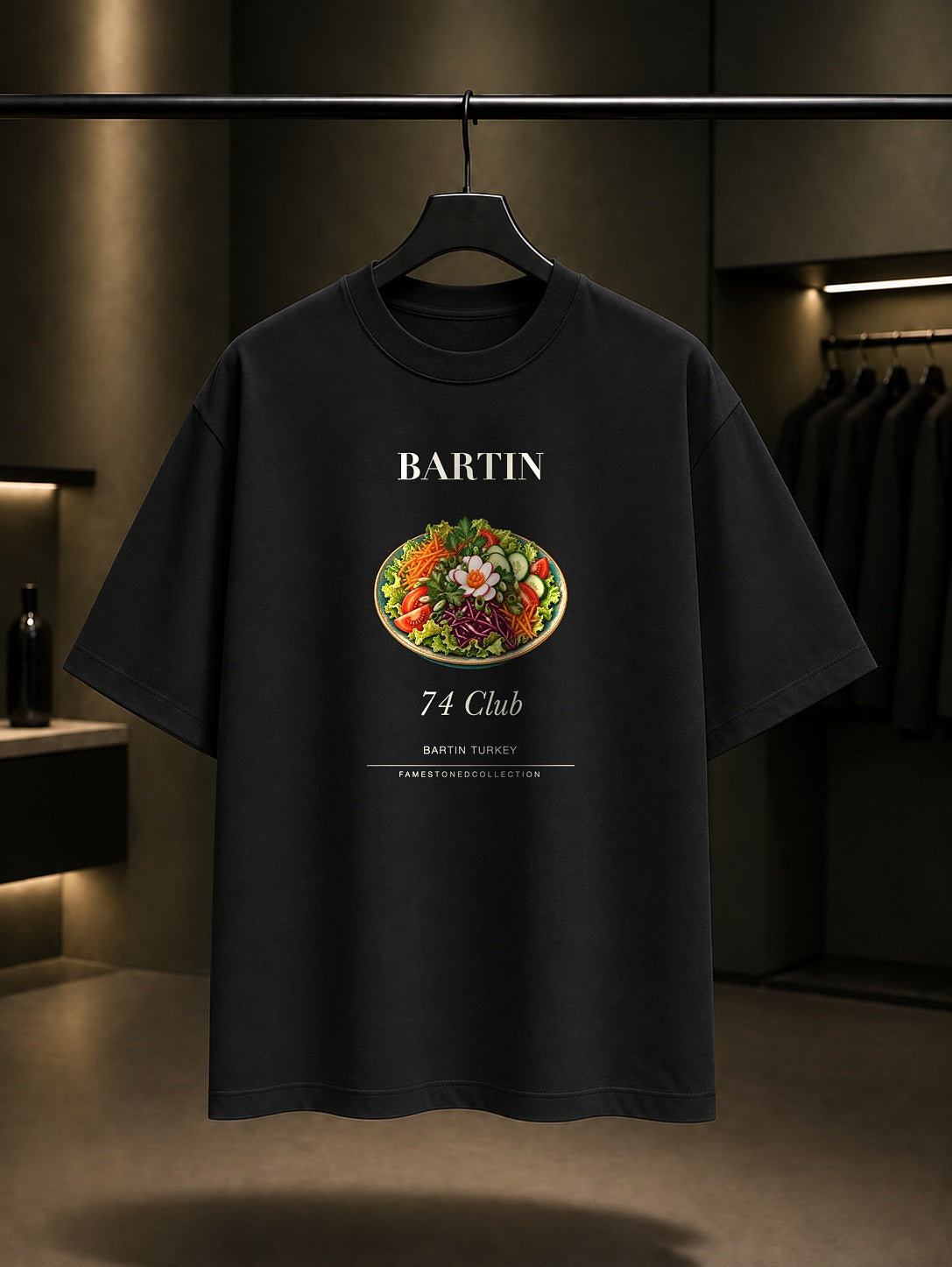 Bartın Amasra Salatasi 74 Club baskılı siyah t-shirt