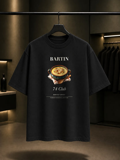 Bartın Pumpum Çorbası 74 Club baskılı siyah t-shirt