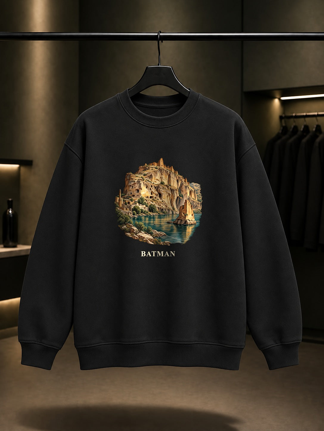 Batman Hasankeyf baskılı siyah sweatshirt