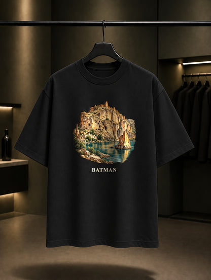 Batman Hasankeyf baskılı siyah t-shirt