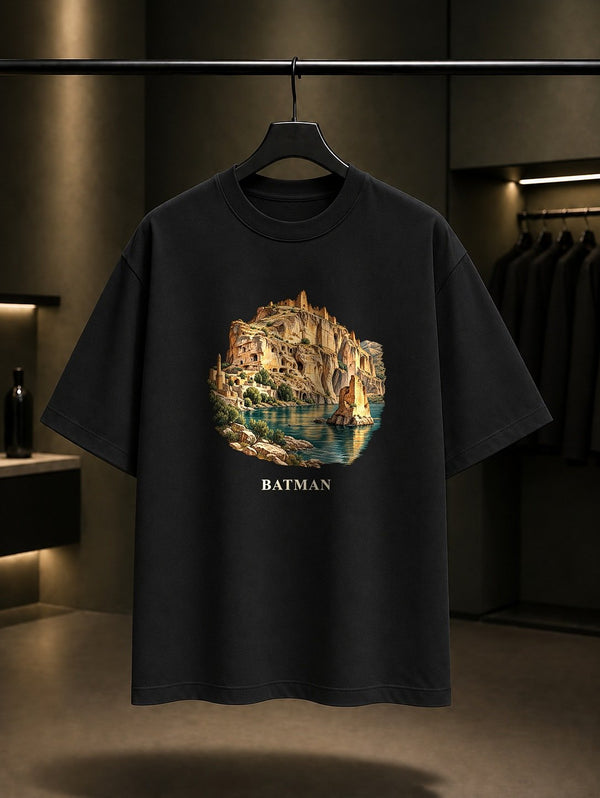 Batman Hasankeyf baskılı siyah t-shirt