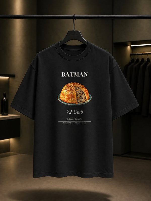 Batman Perde Pilav 72 Club baskılı siyah t-shirt