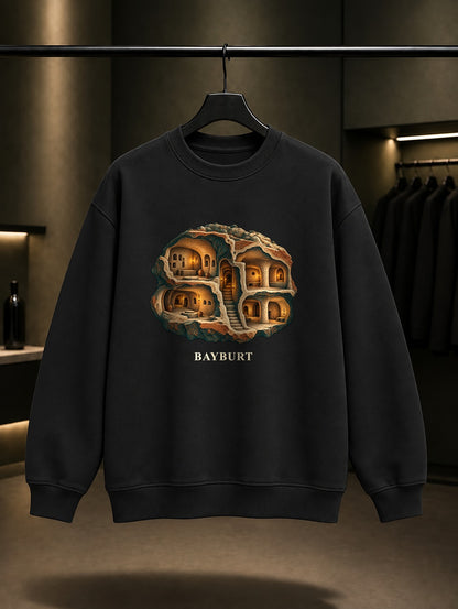 Bayburt Aydıntepe baskılı siyah sweatshirt