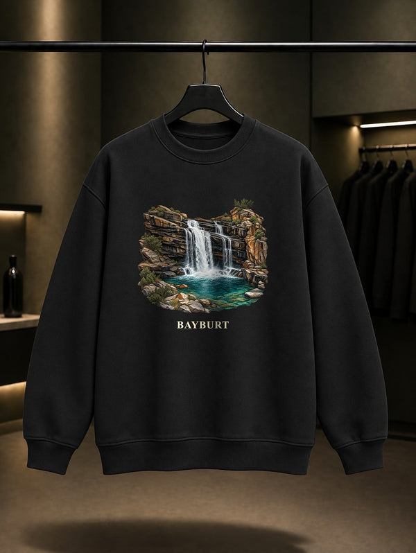 Bayburt Sırakayalar baskılı siyah sweatshirt