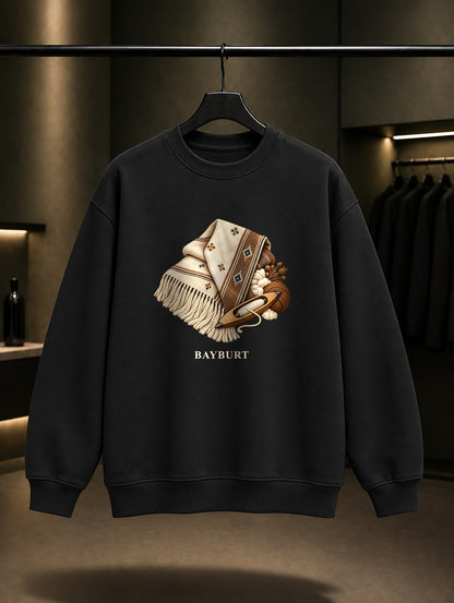 Bayburt Ehram Dokuma baskılı siyah sweatshirt