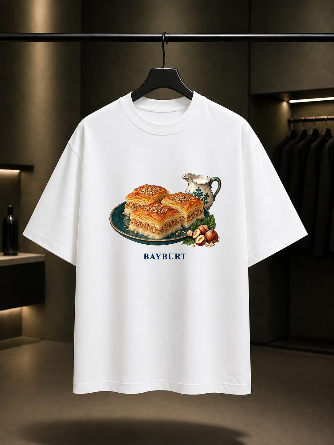 Bayburt Süt Böreği baskılı beyaz t-shirt