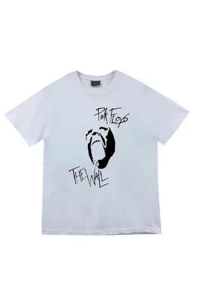 fame-stoned Pink Floyd Baskılı Unisex %100 Pamuk Beyaz T-shirt