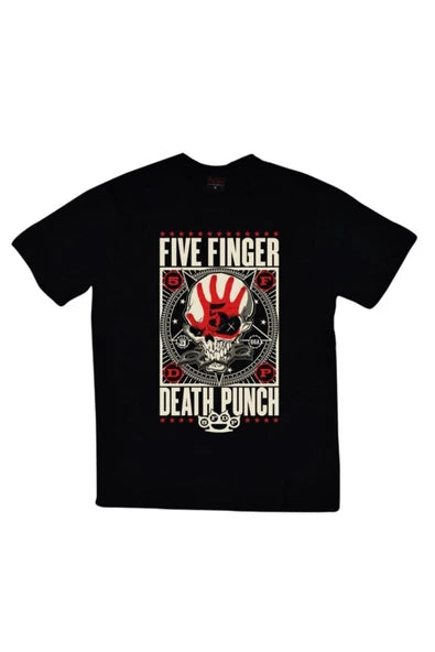 fame-stoned  Five Finger Death Punch Baskılı Unisex %100 Pamuk Siyah T-shirt