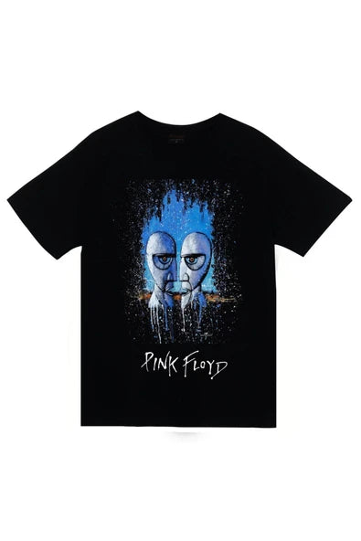 fame-stoned Pink Floyd Baskılı Unisex %100 Pamuk Siyah T-shirt