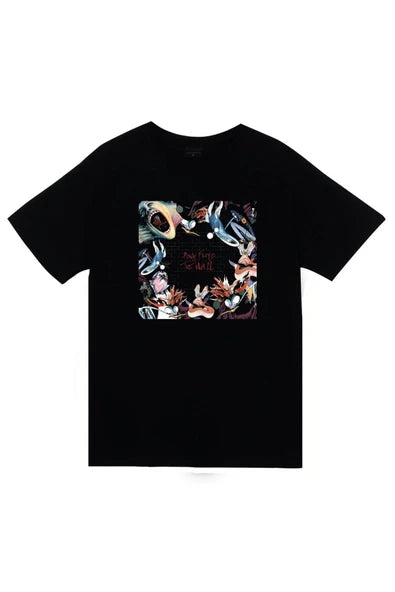 fame-stoned Pink Floyd Baskılı Unisex %100 Pamuk Siyah T-shirt