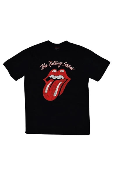 fame-stoned  The Rolling Stones Baskılı Unisex %100 Pamuk Siyah T-shirt