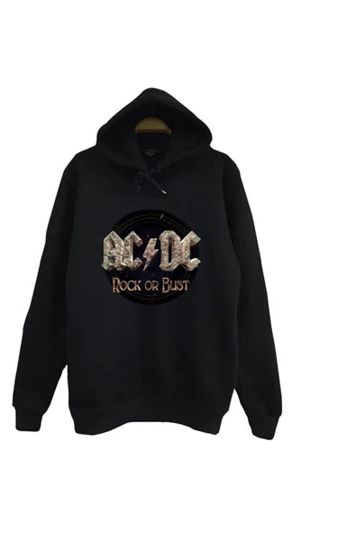 Rose Rock or Bust plak baskılı siyah kapüşonlu sweatshirt