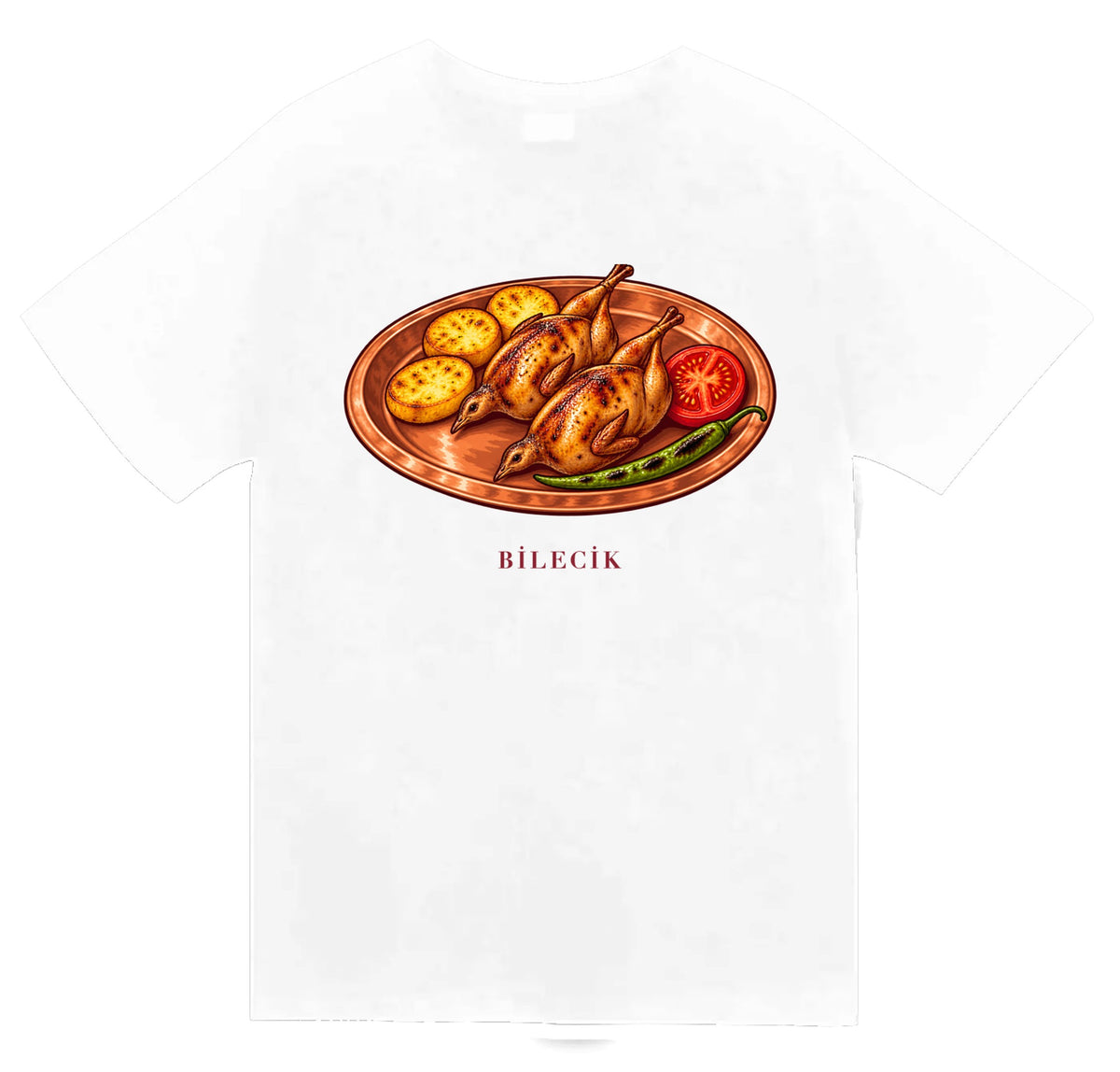 Bilecik Bıldırcın Kebabı baskılı beyaz t-shirt