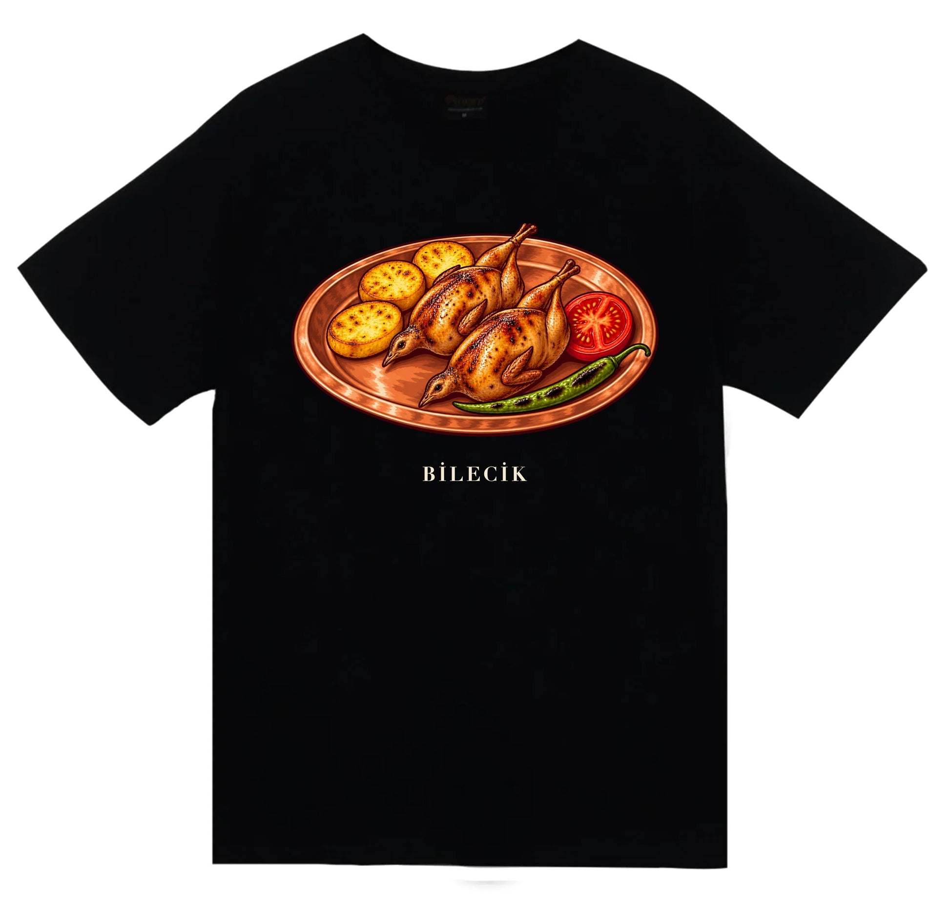 Bilecik Bıldırcın Kebabı baskılı siyah t-shirt