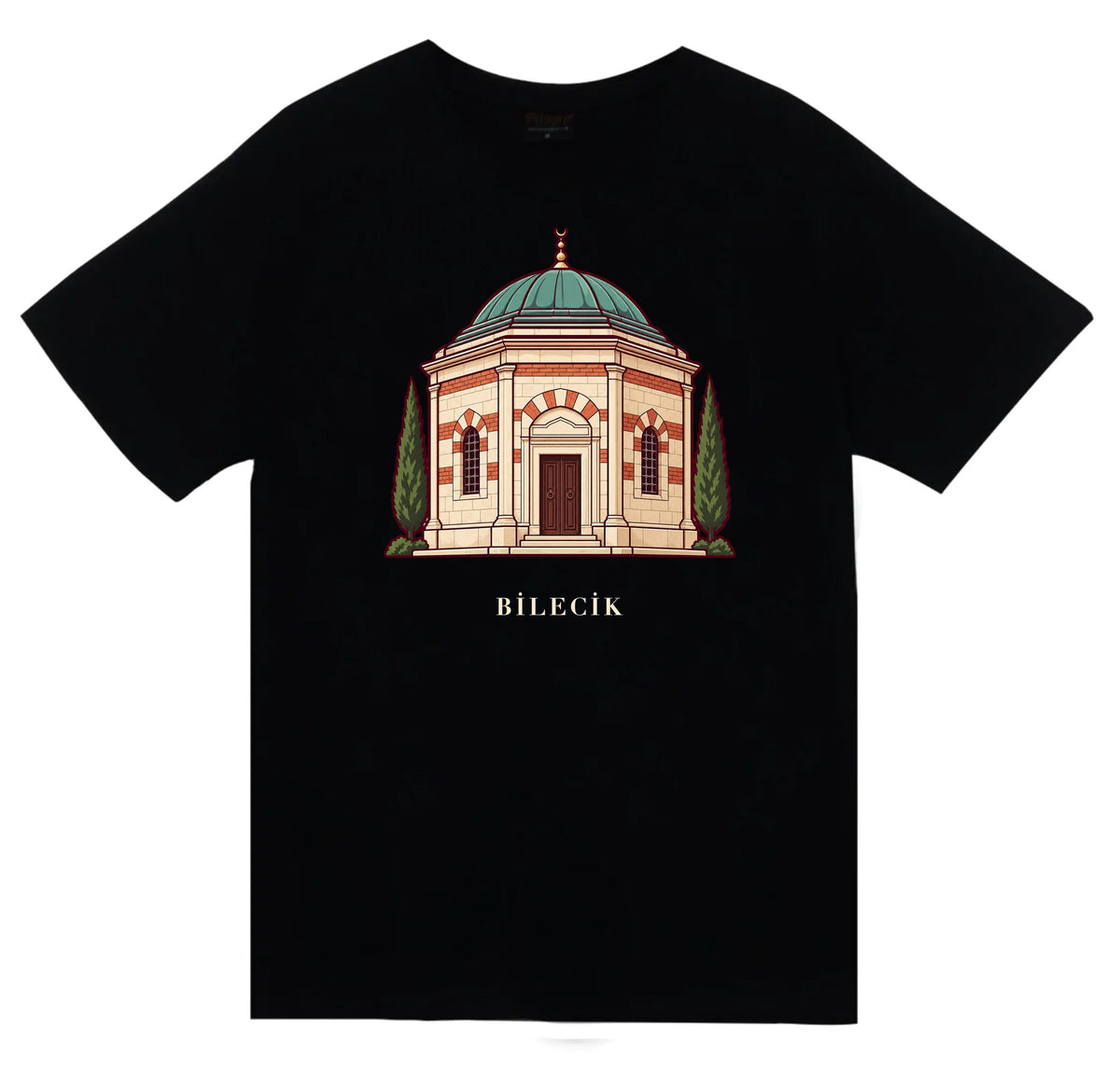 Bilecik Ertuğrul Gazi Türbesi baskılı siyah t-shirt