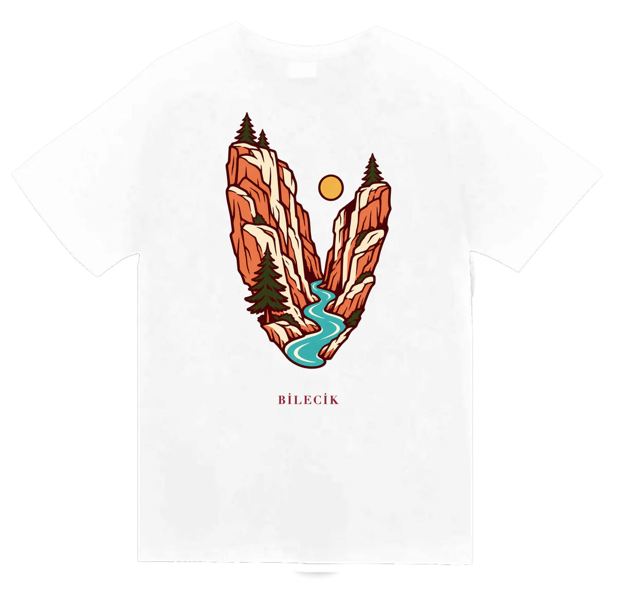 Bilecik Harmankaya Kanyonu baskılı beyaz t-shirt