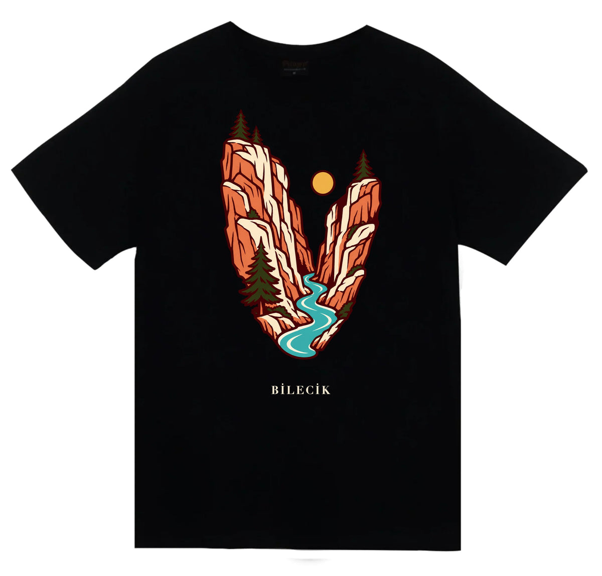 Bilecik Harmankaya Kanyonu baskılı siyah t-shirt
