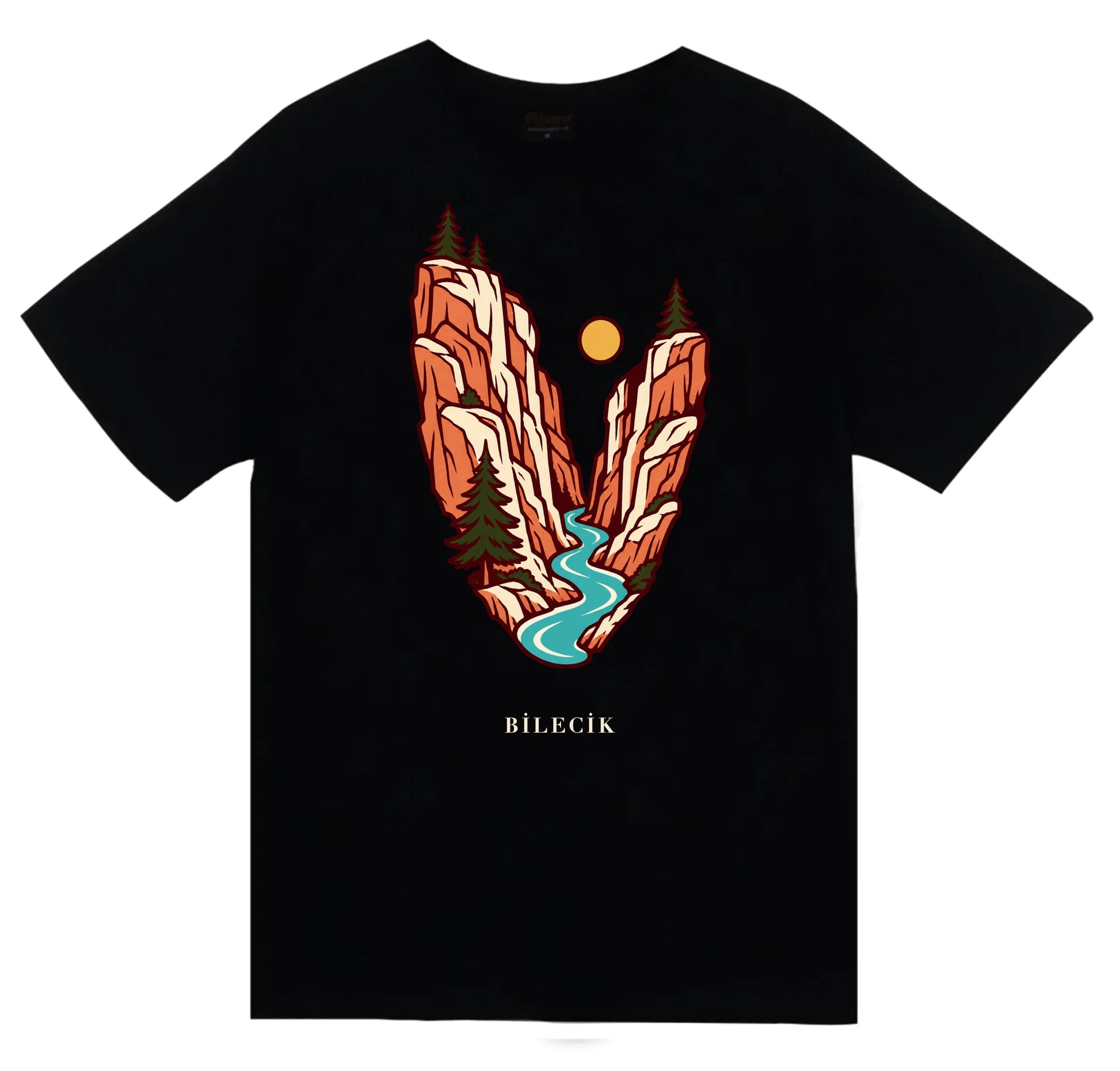 Bilecik Harmankaya Kanyonu baskılı siyah t-shirt