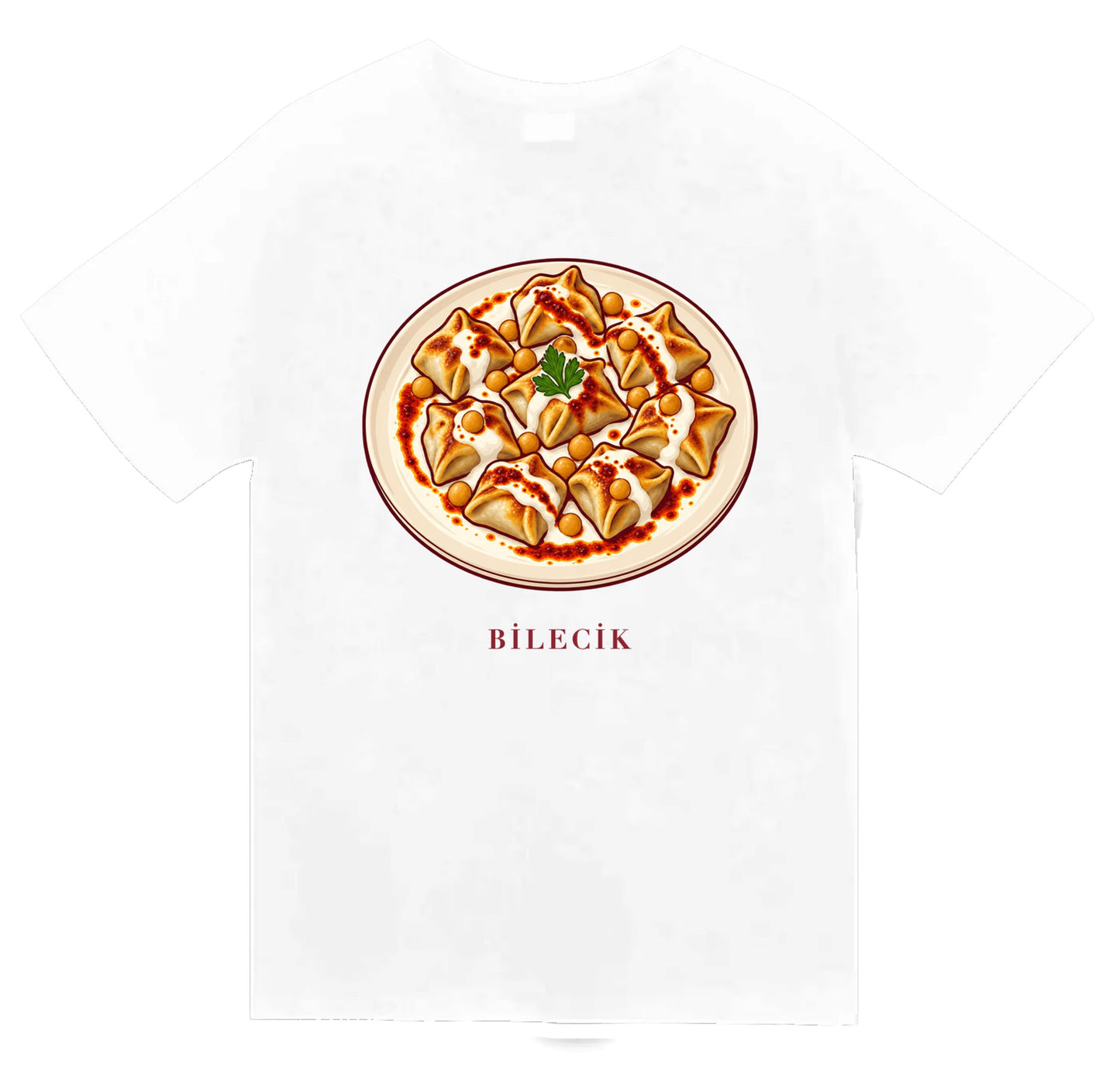 Bilecik Nohutlu Mantı baskılı beyaz t-shirt