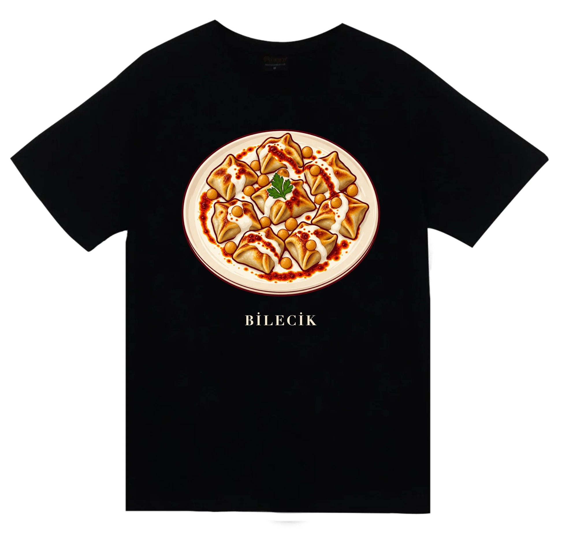 Bilecik Nohutlu Mantı baskılı siyah t-shirt