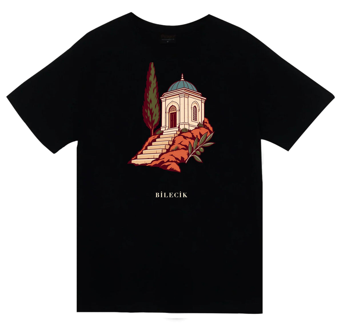 Bilecik Şeyh Edebali Türbesi baskılı siyah t-shirt