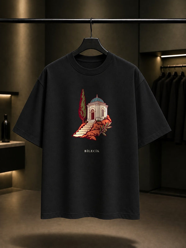 Bilecik Şeyh Edebali Türbesi baskılı siyah t-shirt