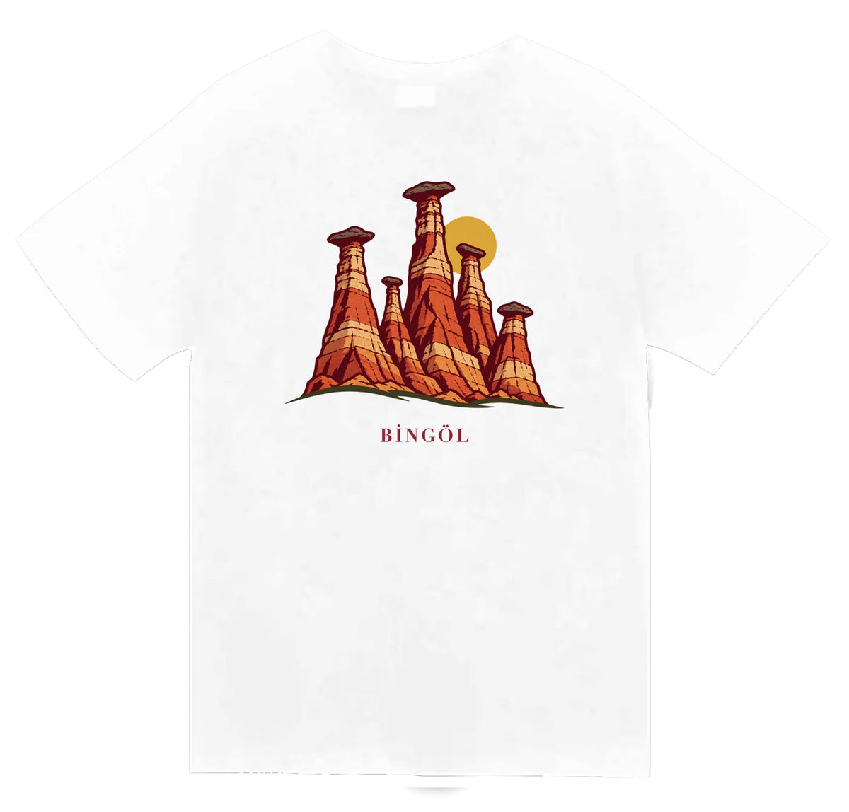 Bingöl Buban Peribacaları baskılı beyaz t-shirt