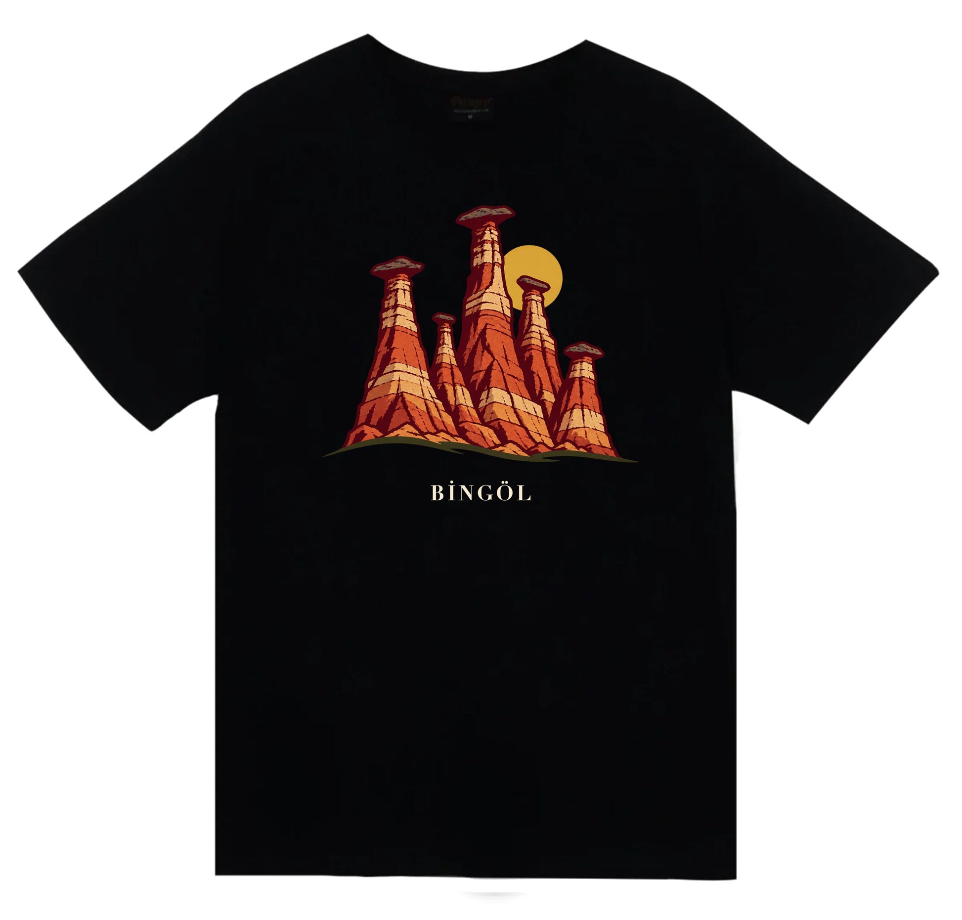 Bingöl Buban Peribacaları baskılı siyah t-shirt