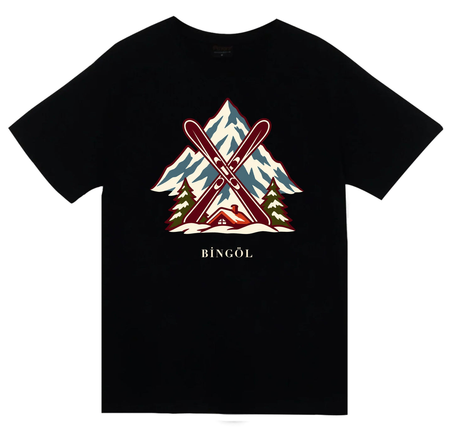 Bingöl Hesarek Kayak Merkezi baskılı siyah t-shirt