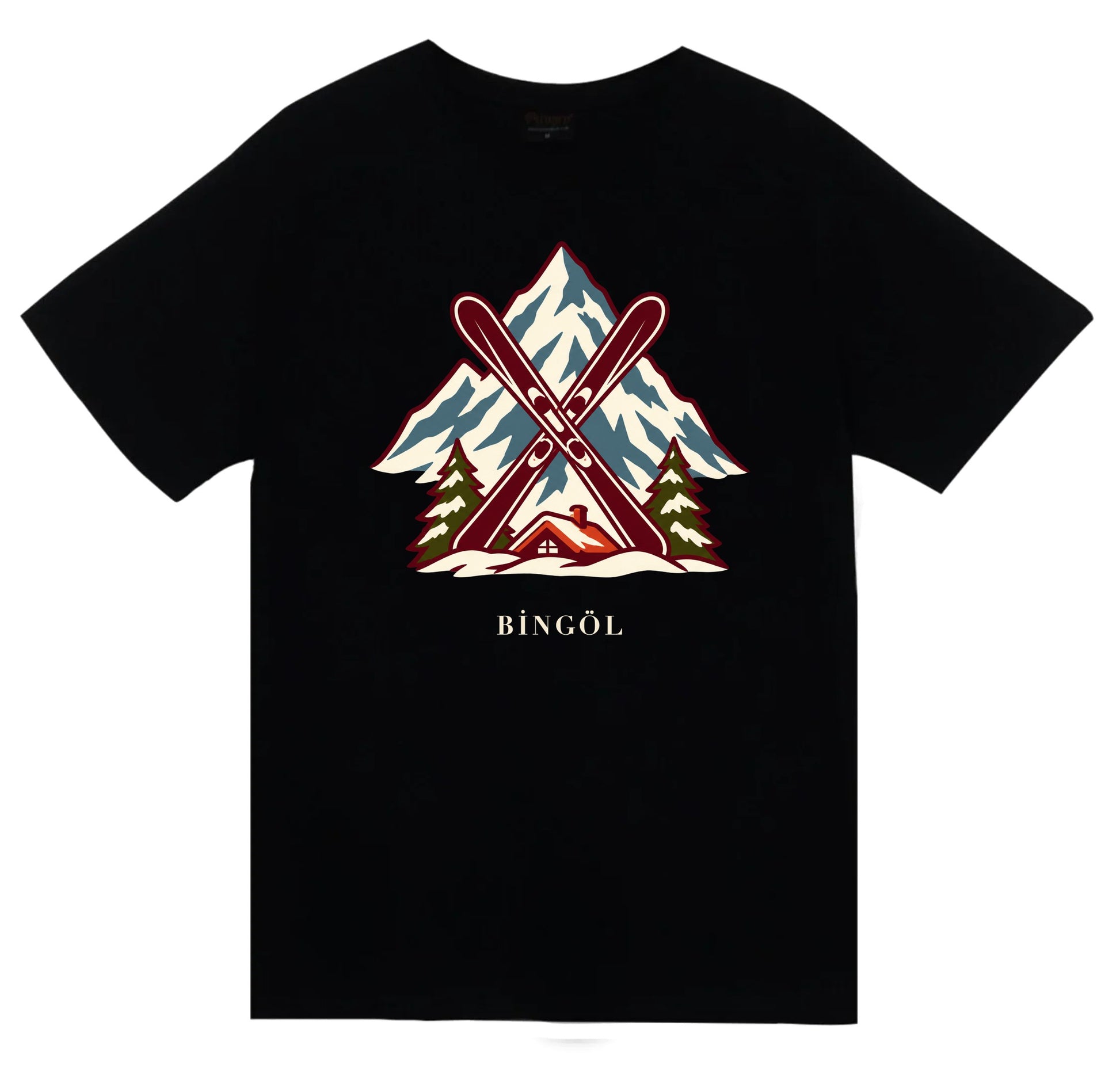 Bingöl Hesarek Kayak Merkezi baskılı siyah t-shirt