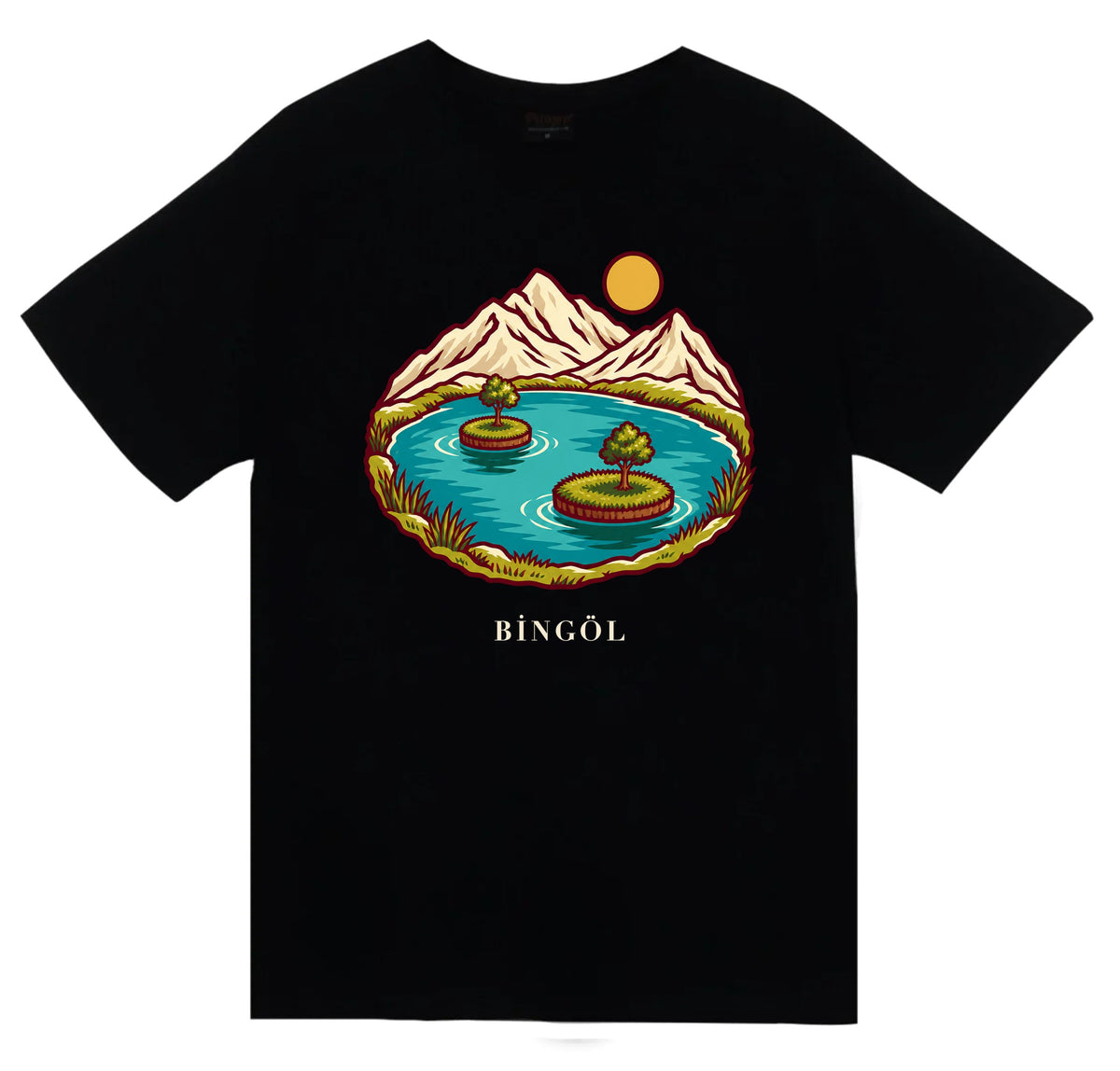 Bingöl Yüzen Adalar baskılı siyah t-shirt