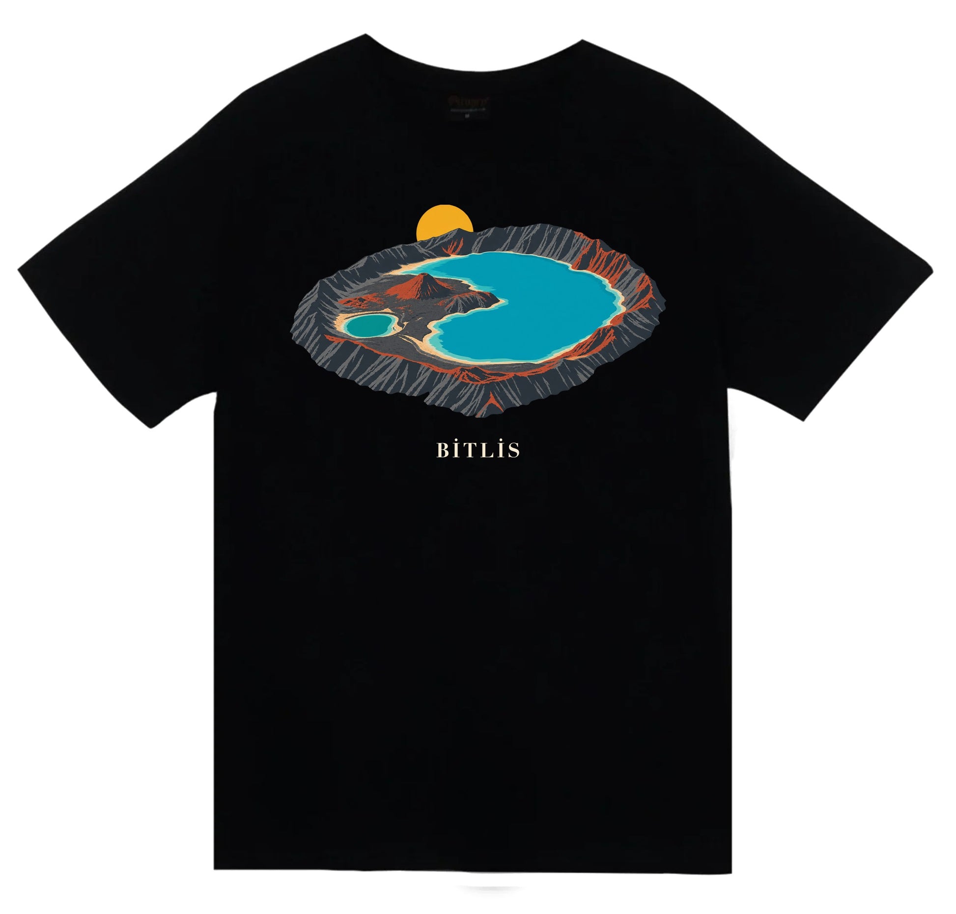 Bitlis Nemrut Krater Gölü baskılı siyah t-shirt