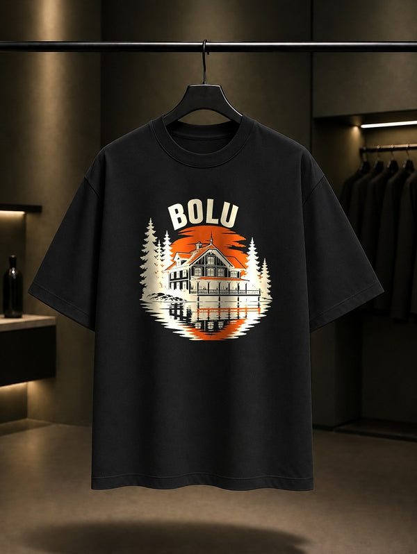 Bolu Abant Gölü baskılı siyah t-shirt