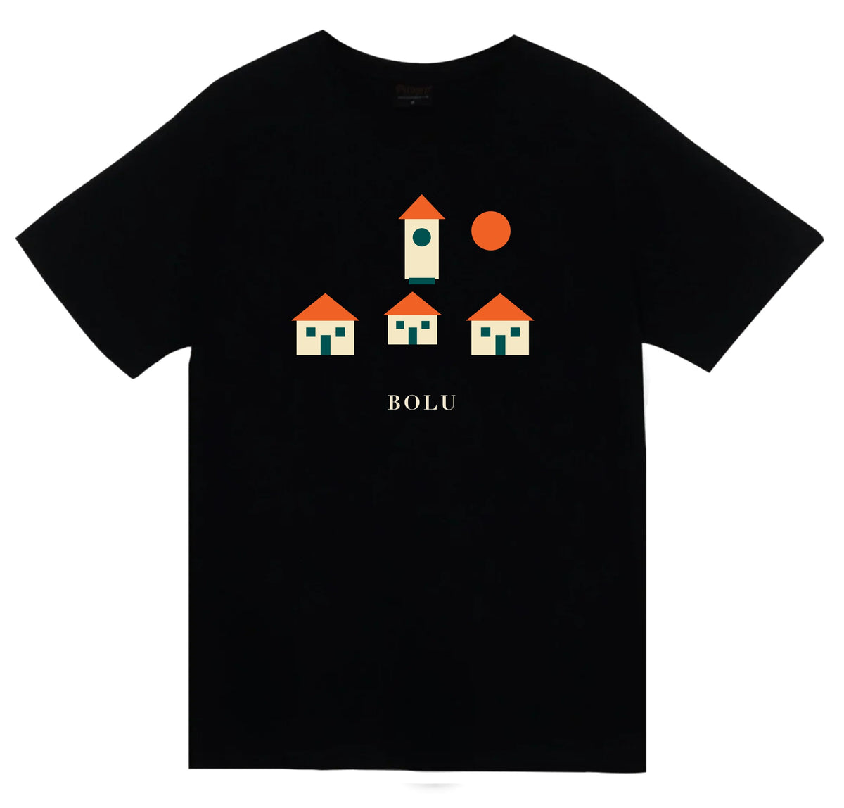 Bolu Mudurnu Tarihi Evleri baskılı siyah t-shirt