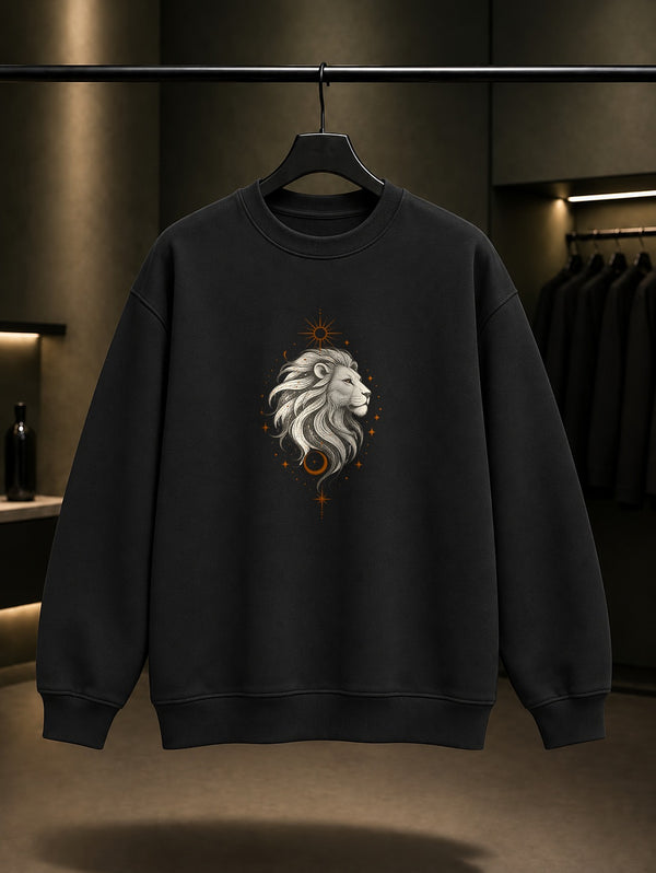 Aslan Burcu — Sade Yıldız Baskılı Unisex %100 Pamuk Sweatshirt