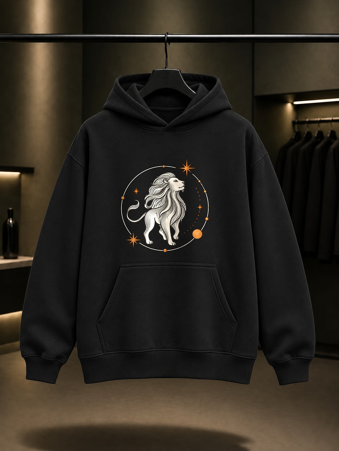 Aslan Burcu — Yıldız Yayı Baskılı Unisex %100 Pamuk Kapüşonlu Sweatshirt