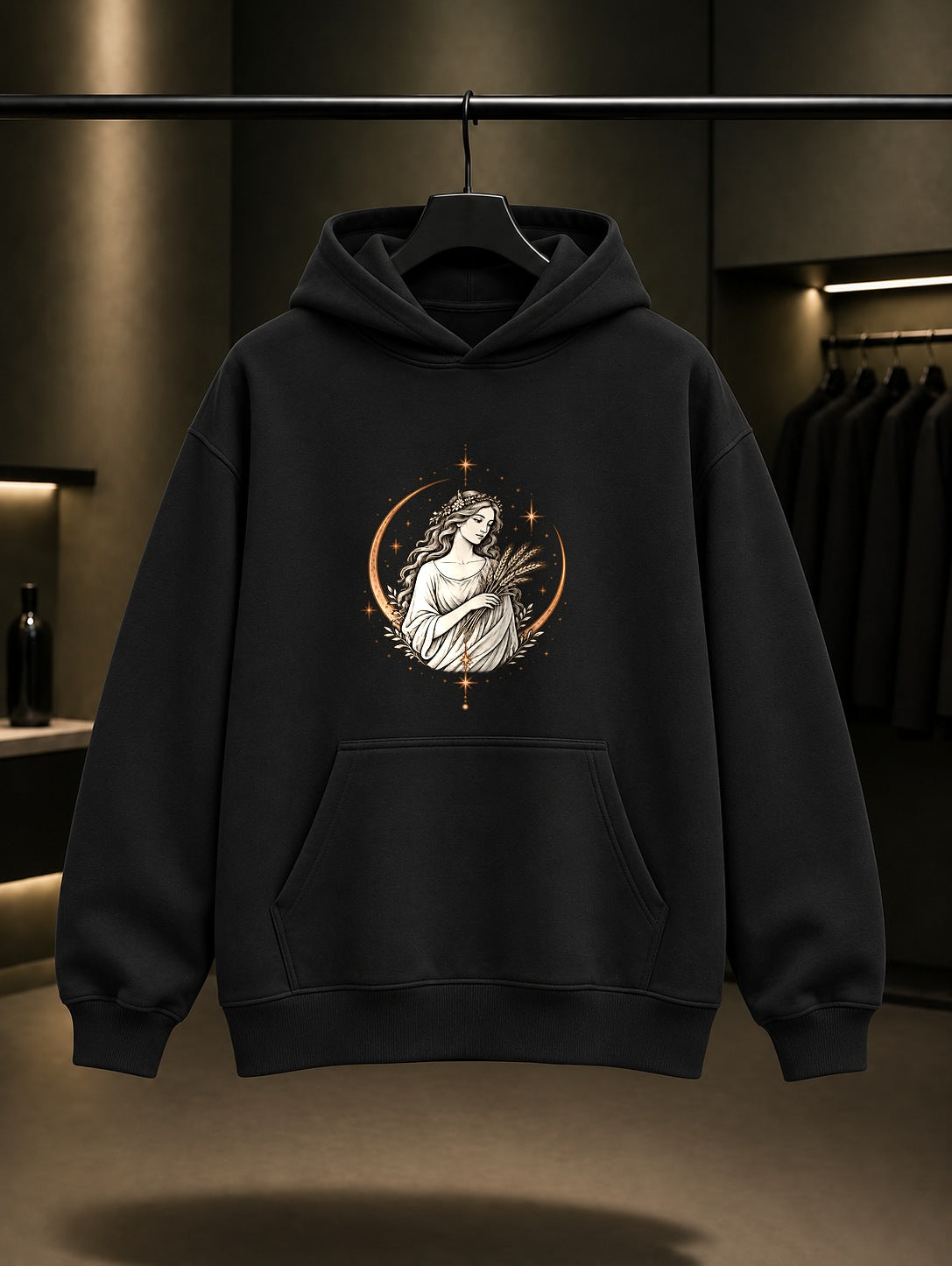 Başak Burcu — Yıldız Tozu Baskılı Unisex %100 Pamuk Kapüşonlu Sweatshirt