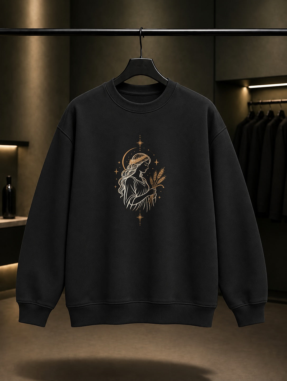 Başak Burcu — Sade Yıldız Baskılı Unisex %100 Pamuk Sweatshirt