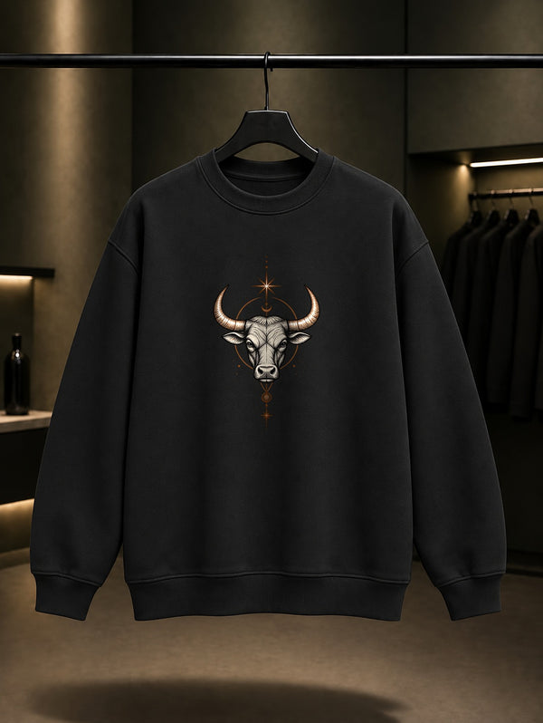Boğa Burcu — Sade Yıldız Baskılı Unisex %100 Pamuk Sweatshirt