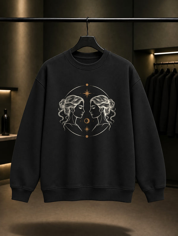 İkizler Burcu — Yıldız Yayı Baskılı Unisex %100 Pamuk Sweatshirt