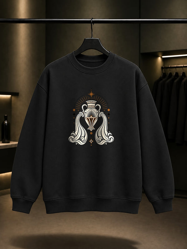 Kova Burcu — Işık Tacı Baskılı Unisex %100 Pamuk Sweatshirt