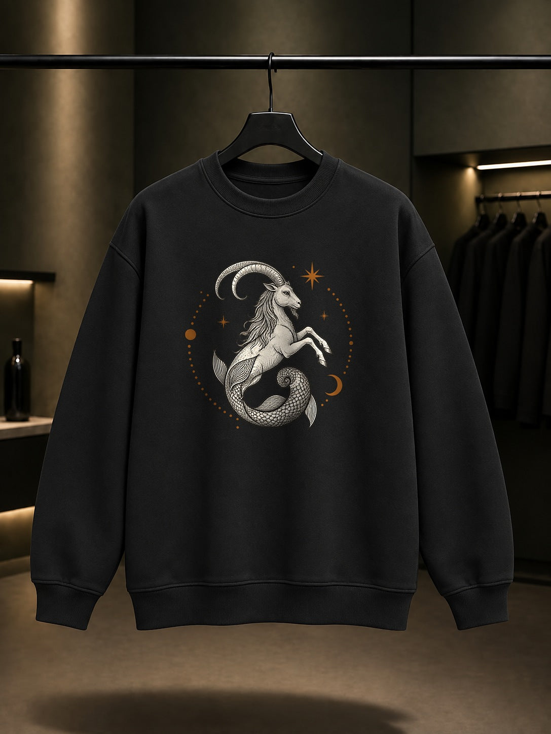 Oğlak Burcu — Yıldız Yayı Baskılı Unisex %100 Pamuk Sweatshirt