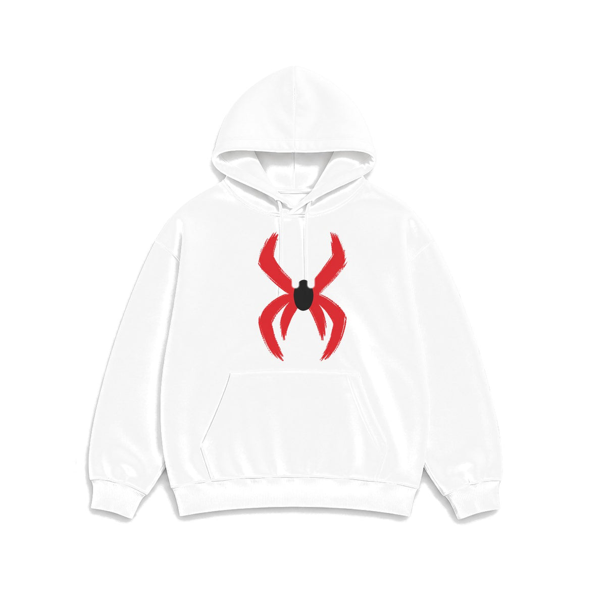 Fırça Darbeli Örümcek baskılı beyaz kapüşonlu sweatshirt