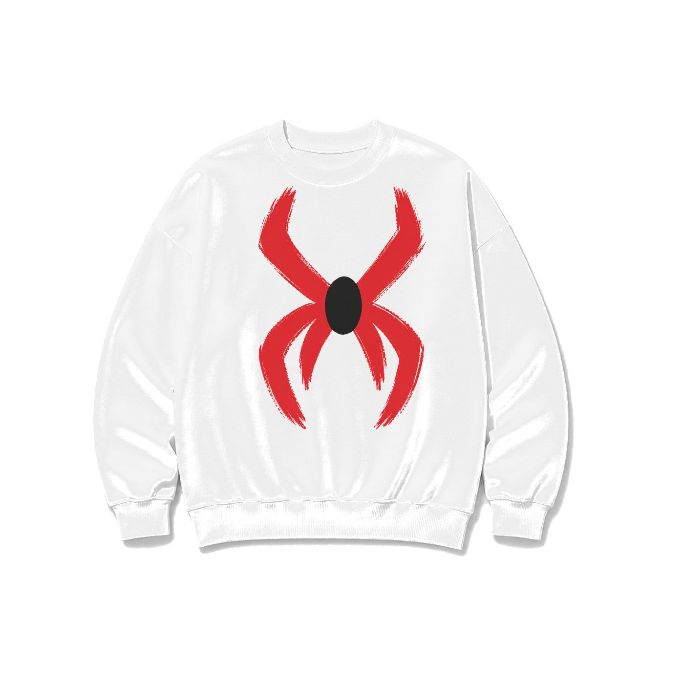 Fırça Darbeli Örümcek baskılı beyaz sweatshirt