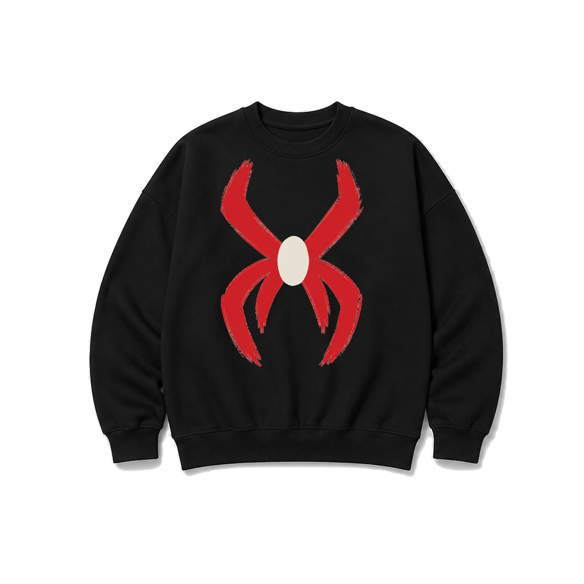 Fırça Darbeli Örümcek baskılı siyah sweatshirt