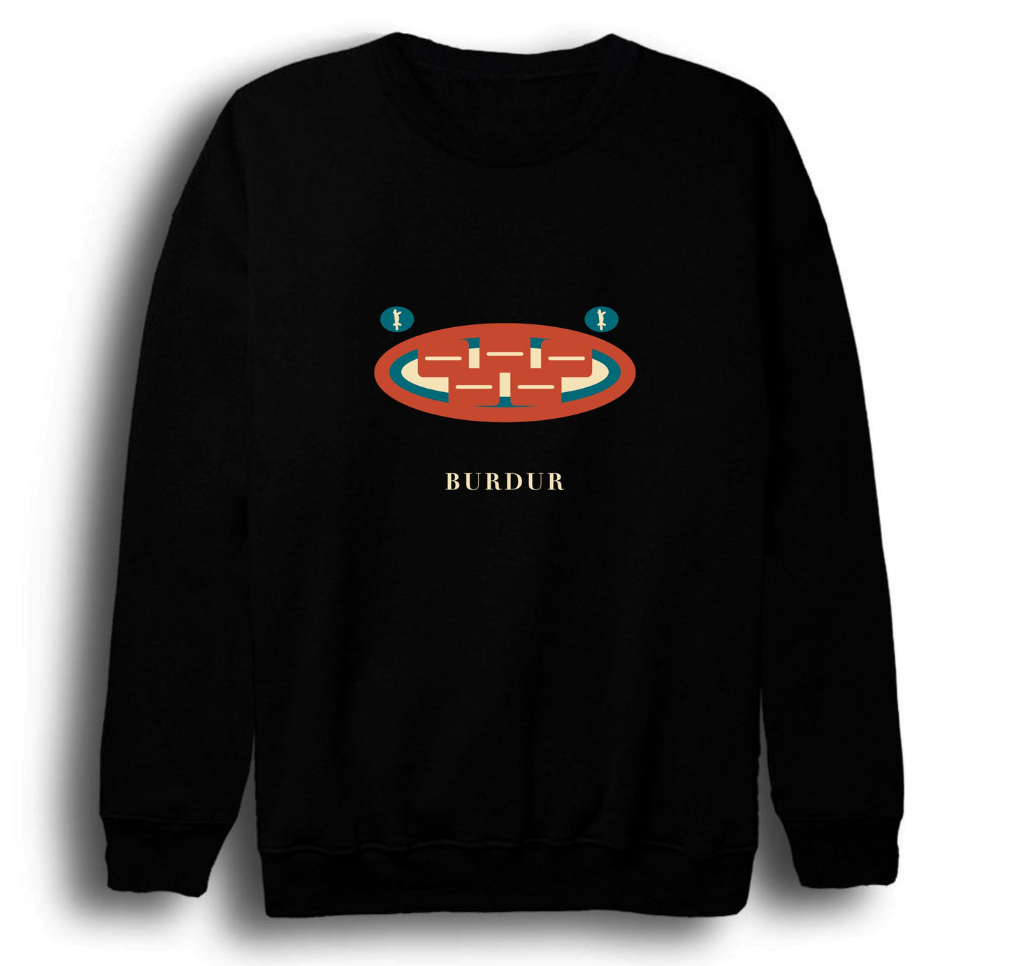 Burdur Ceviz Ezmesi baskılı siyah sweatshirt